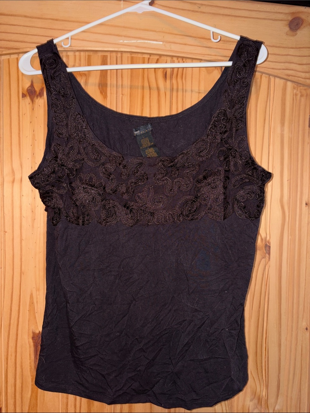 Black Lace Applique Tank Top size large
